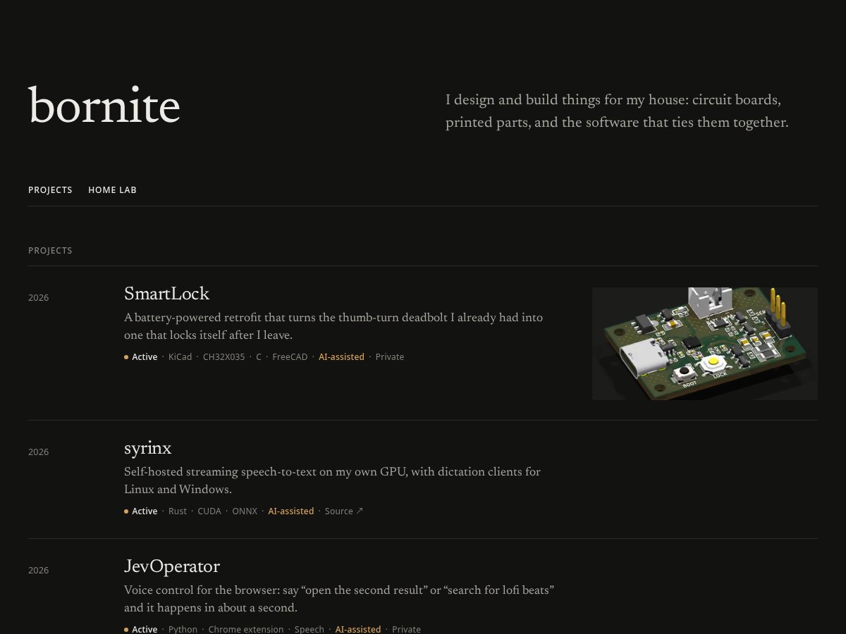 Landing-page snapshot of bornite.space