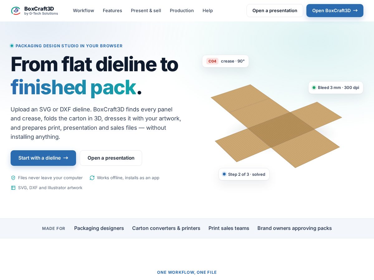 Landing-page snapshot of boxcraft3d.com