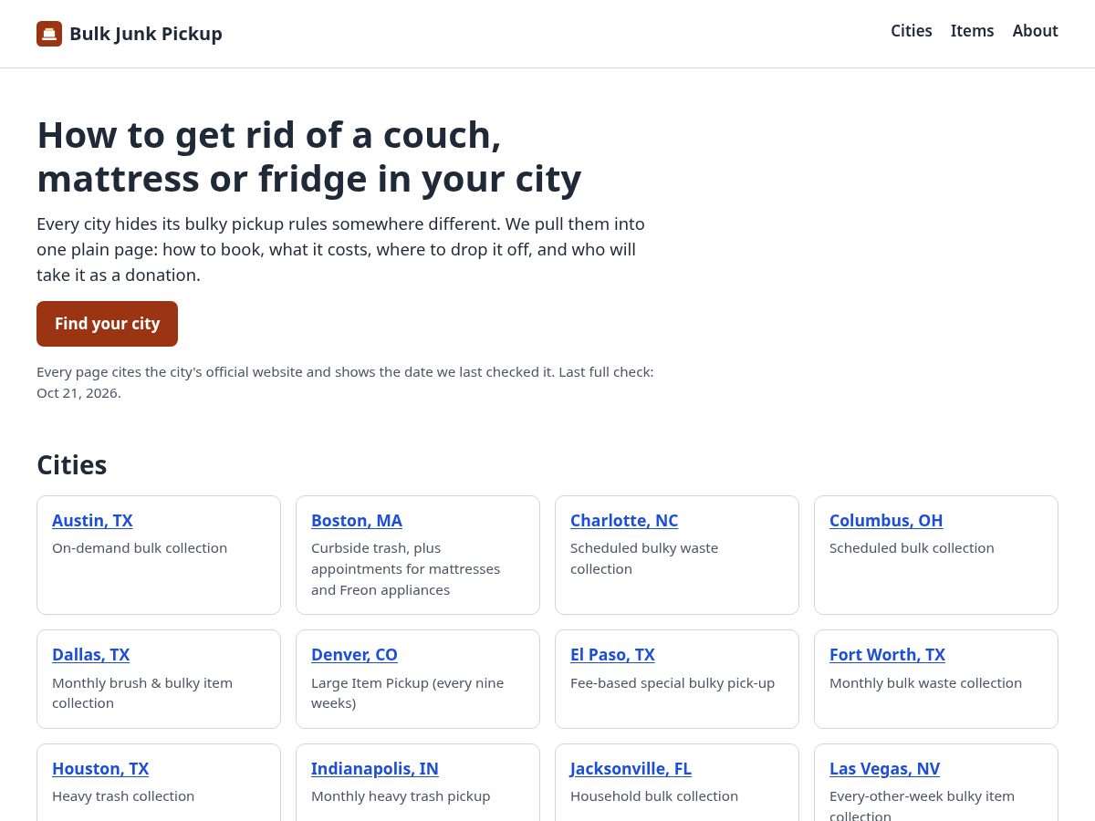 Landing-page snapshot of bulkjunkpickup.com