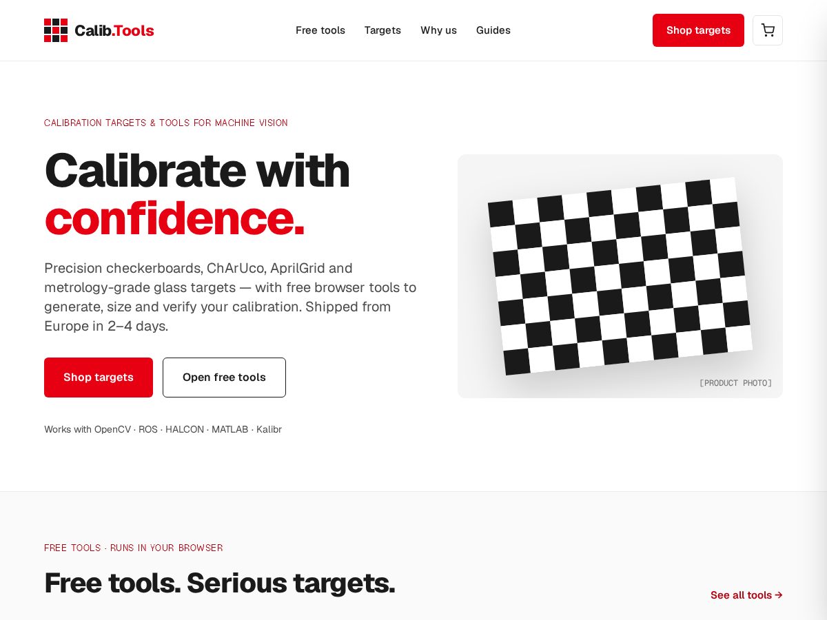 Landing-page snapshot of calib.tools