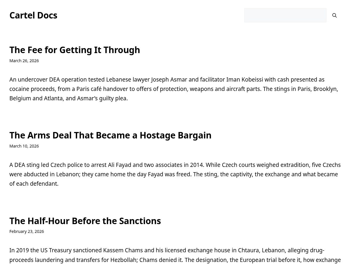 Landing-page snapshot of carteldocs.com