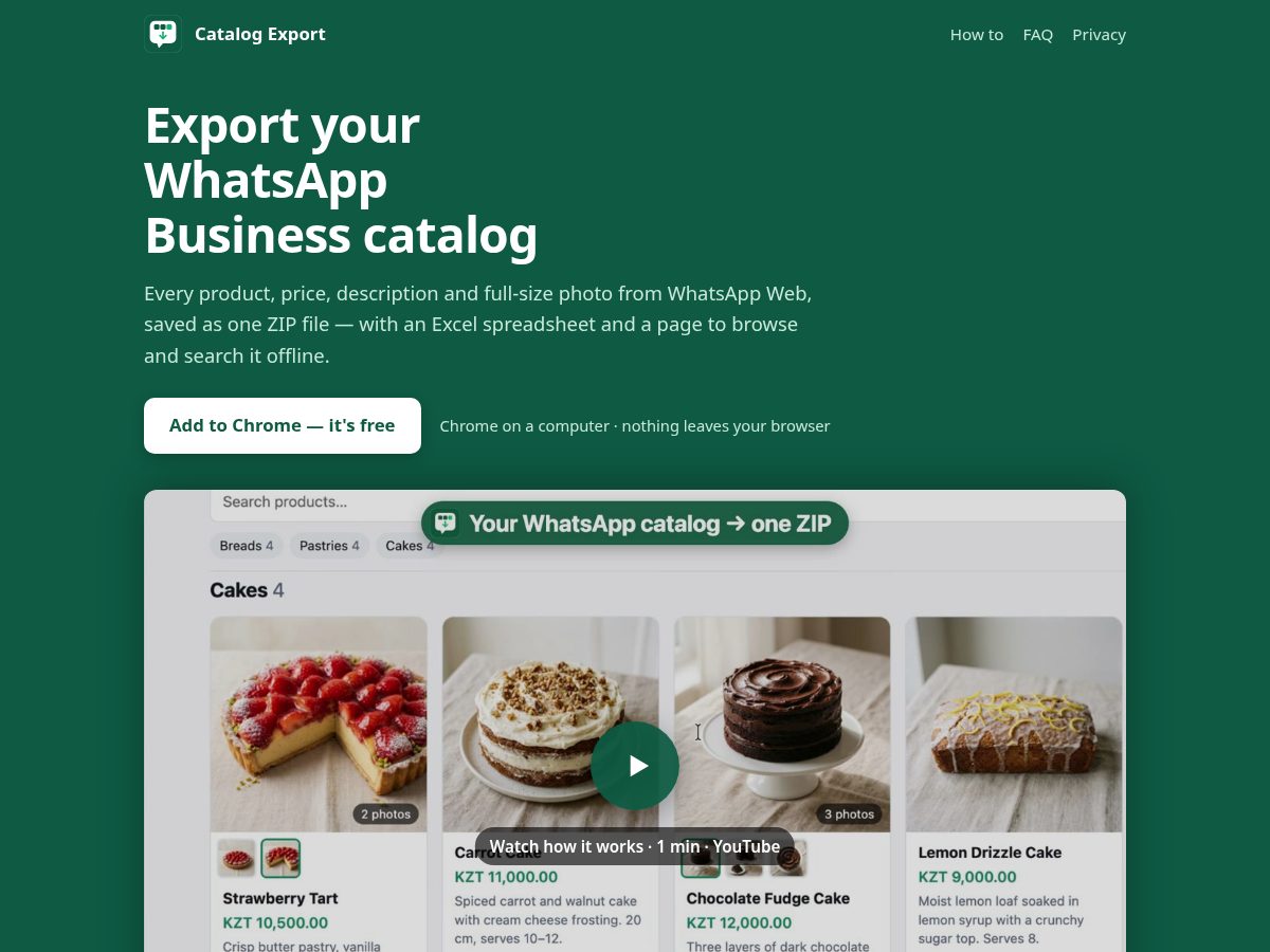 Landing-page snapshot of catalogexport.com
