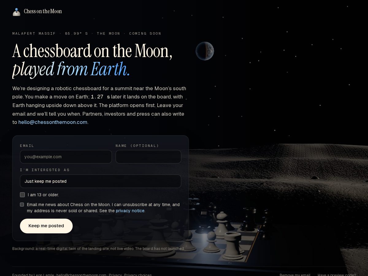 Landing-page snapshot of chessonthemoon.com