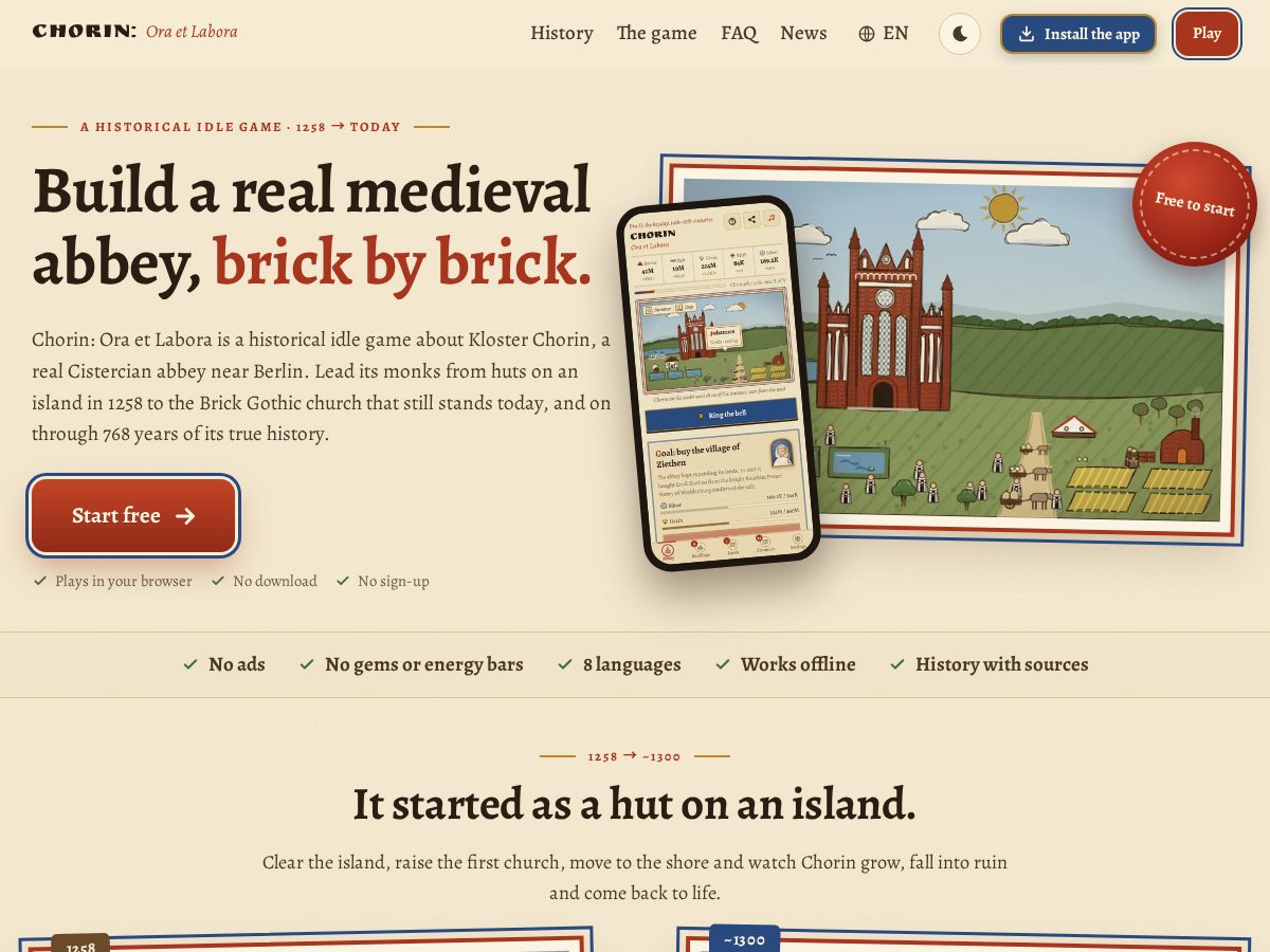 Landing-page snapshot of choringame.com