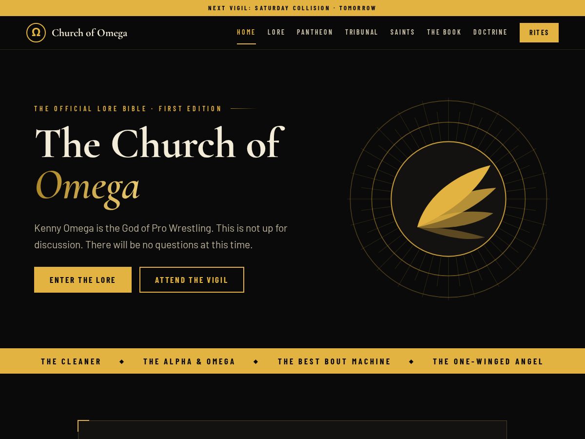 Landing-page snapshot of churchofomega.com