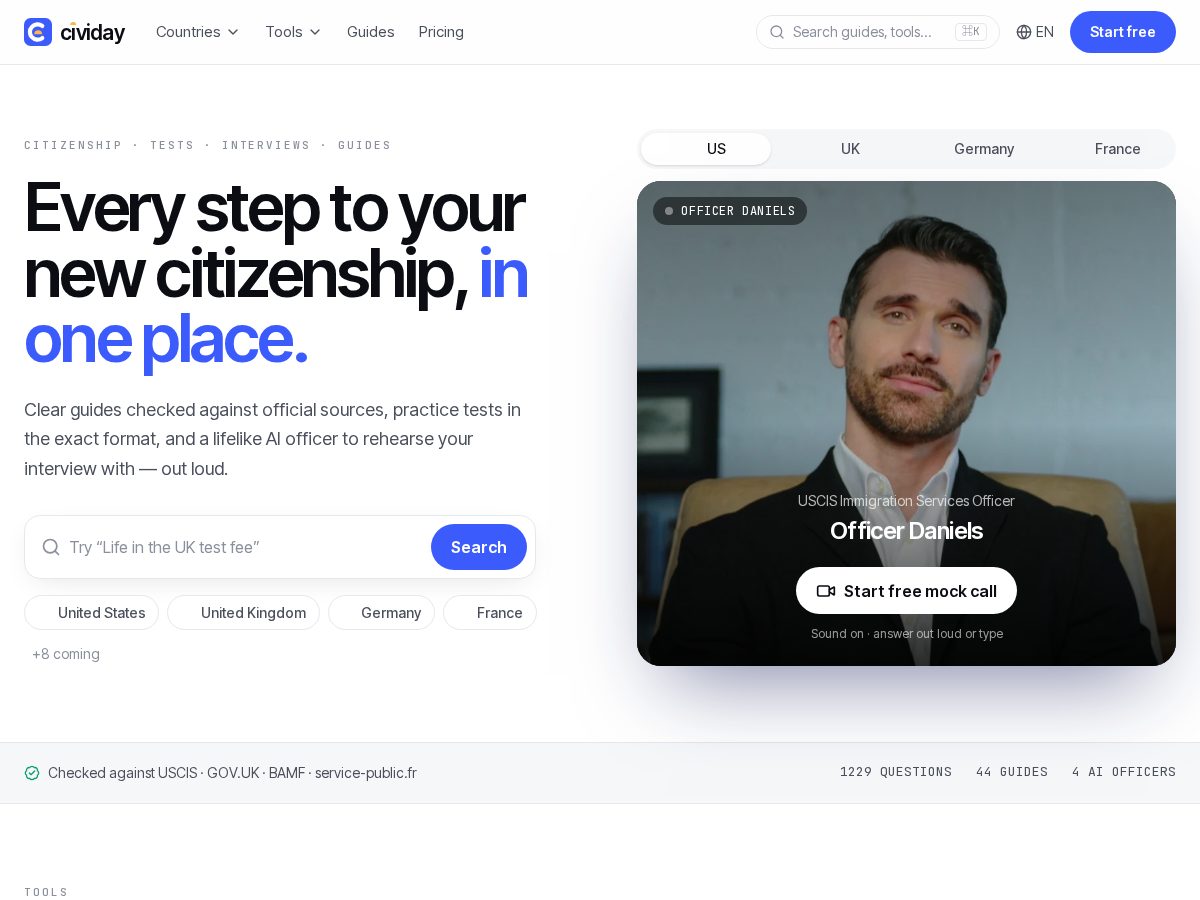 Landing-page snapshot of cividay.com