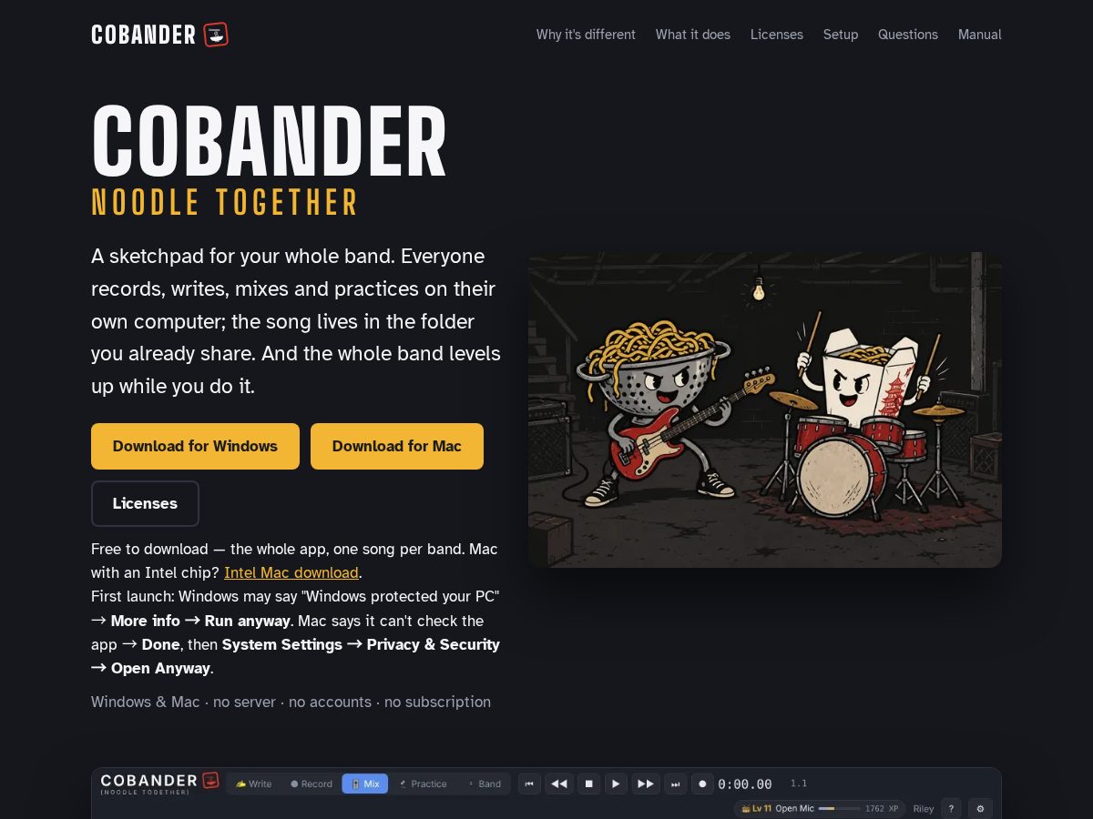 Landing-page snapshot of cobander.com