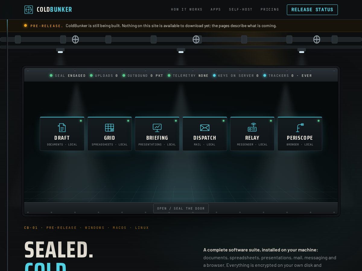 Landing-page snapshot of coldbunker.com