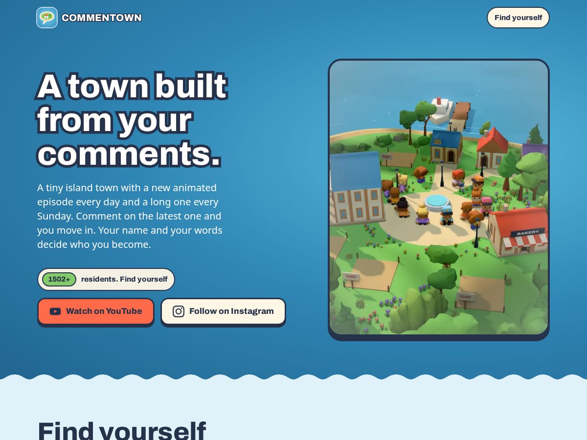 Landing-page snapshot of commentown.com