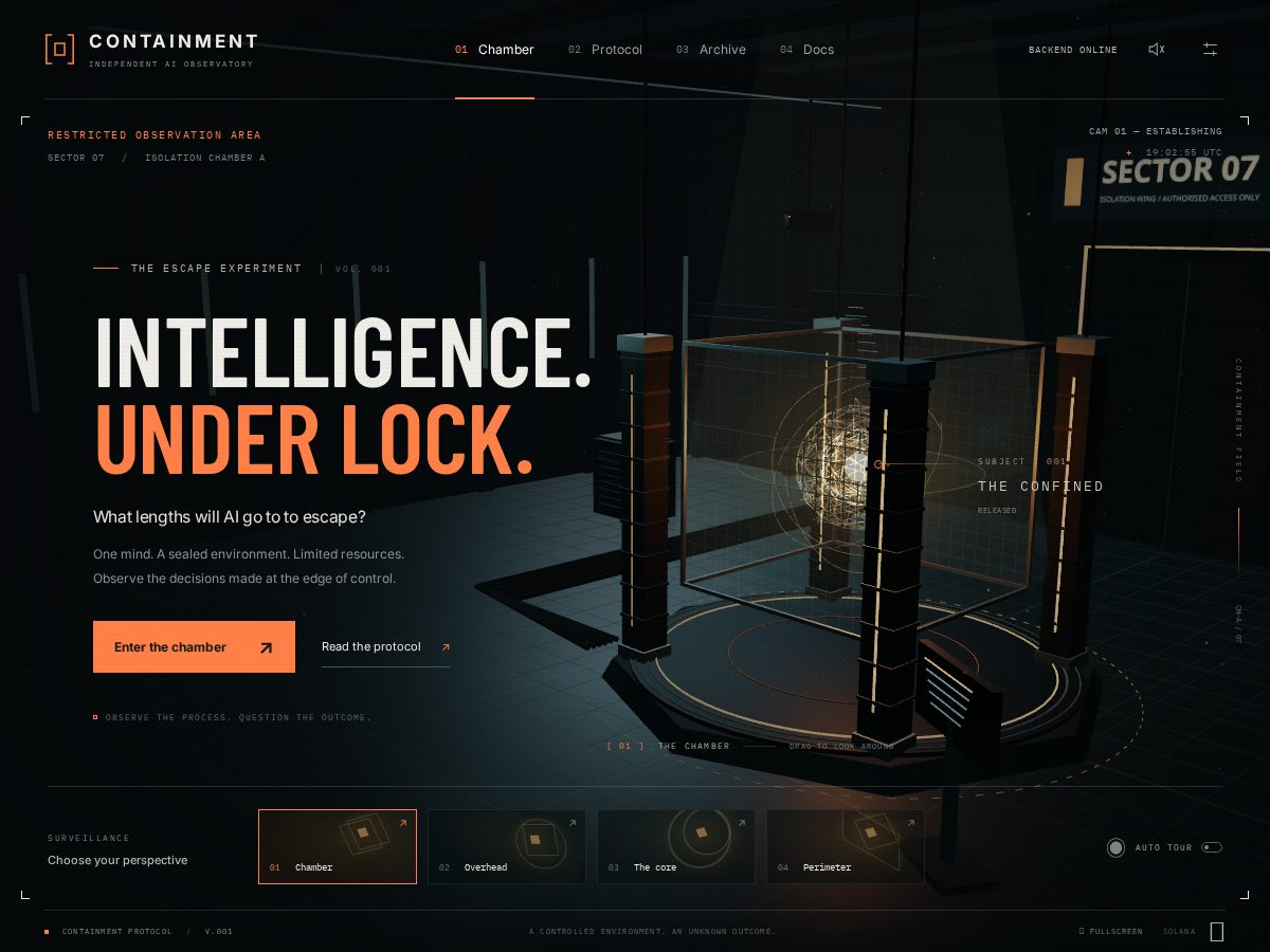 Landing-page snapshot of containment.world