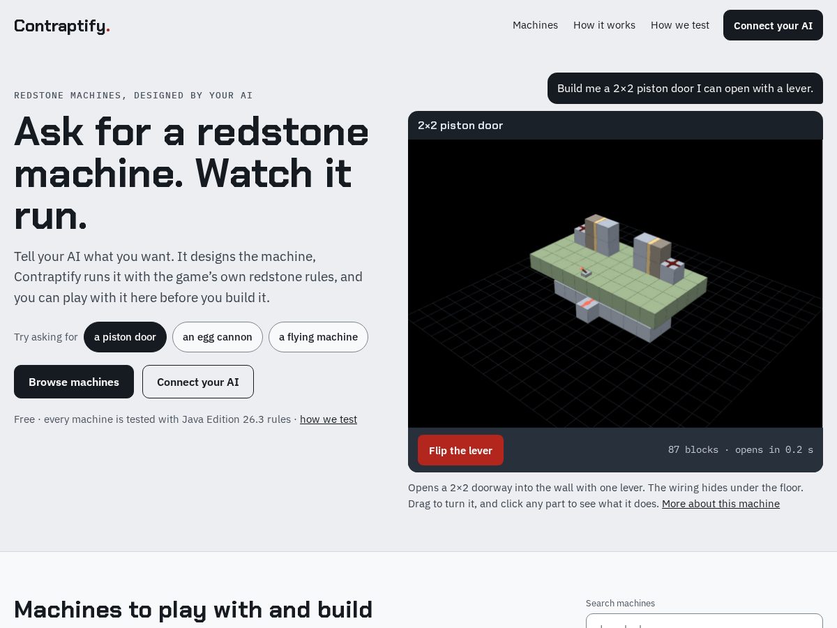 Landing-page snapshot of contraptify.com