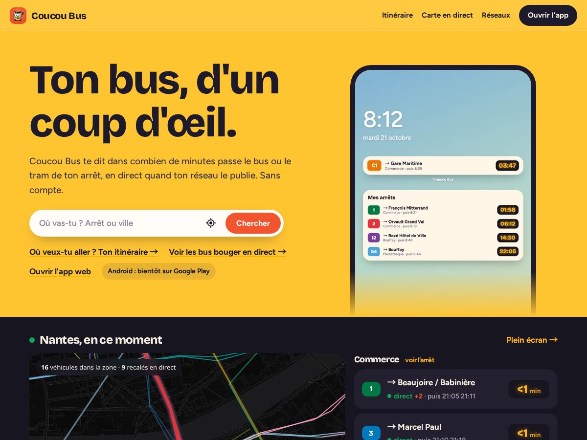 Landing-page snapshot of coucoubus.com