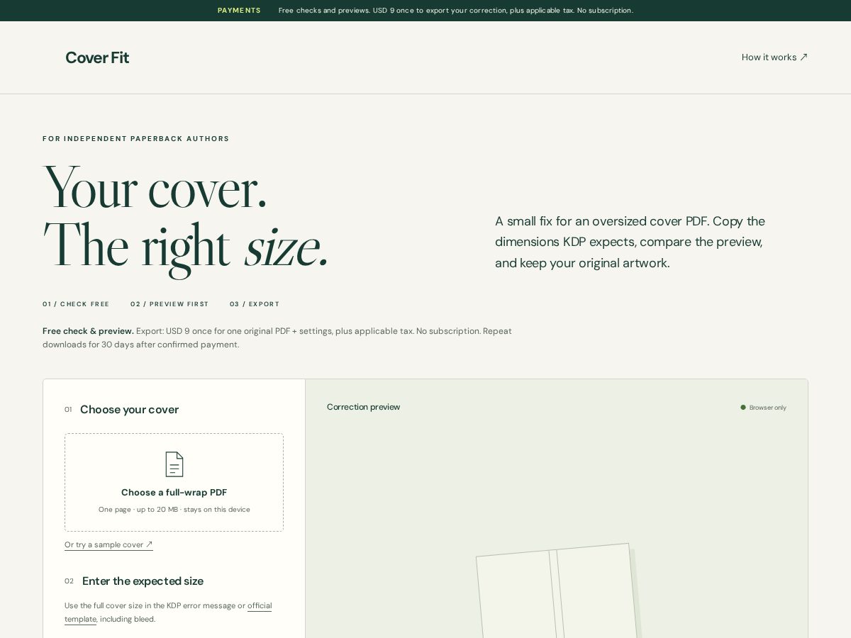 Landing-page snapshot of coverfitpdf.com