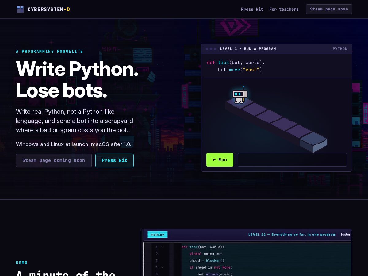 Landing-page snapshot of cybersystem-d.com