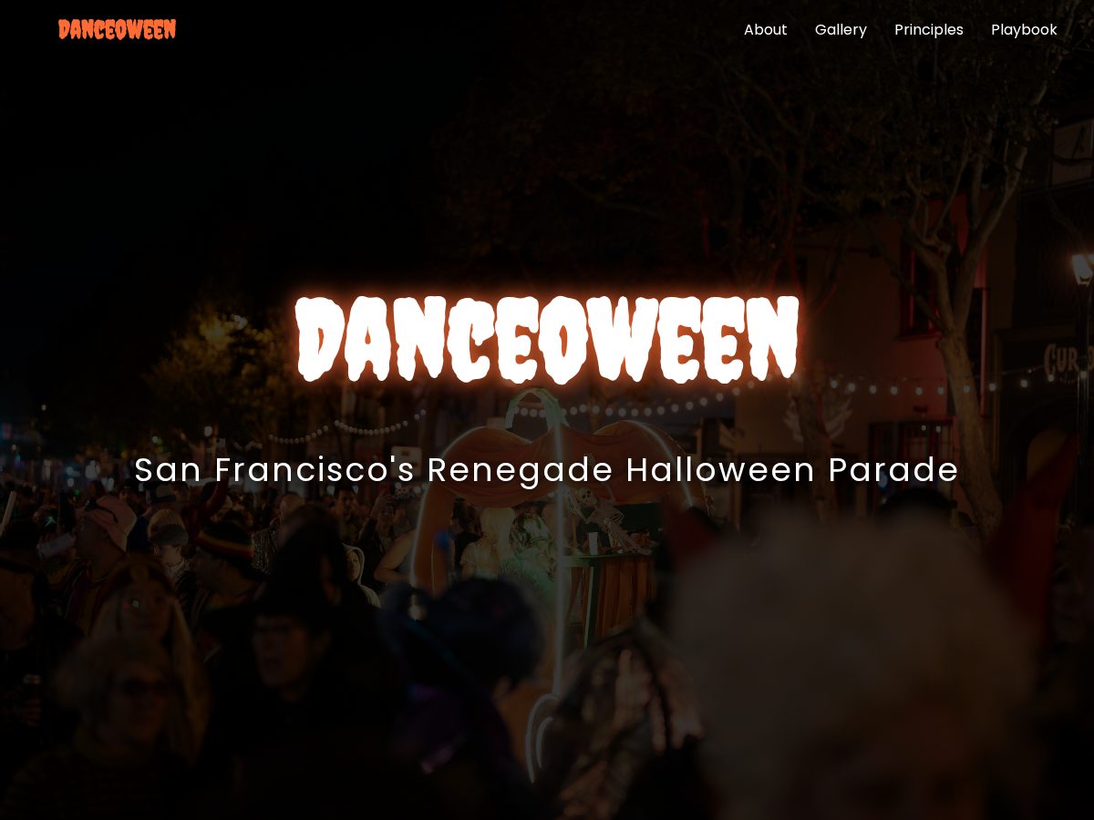 Landing-page snapshot of danceoween.org