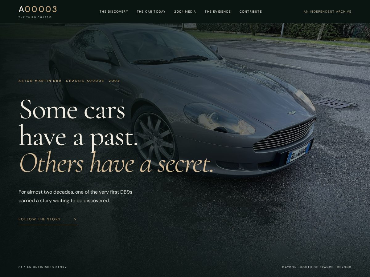 Landing-page snapshot of db9thethirdchassis.com