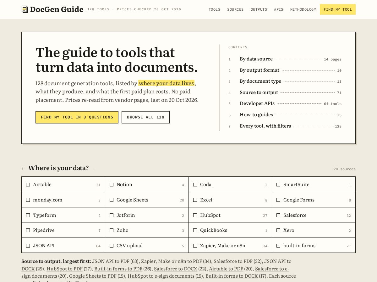 Landing-page snapshot of docgenguide.com