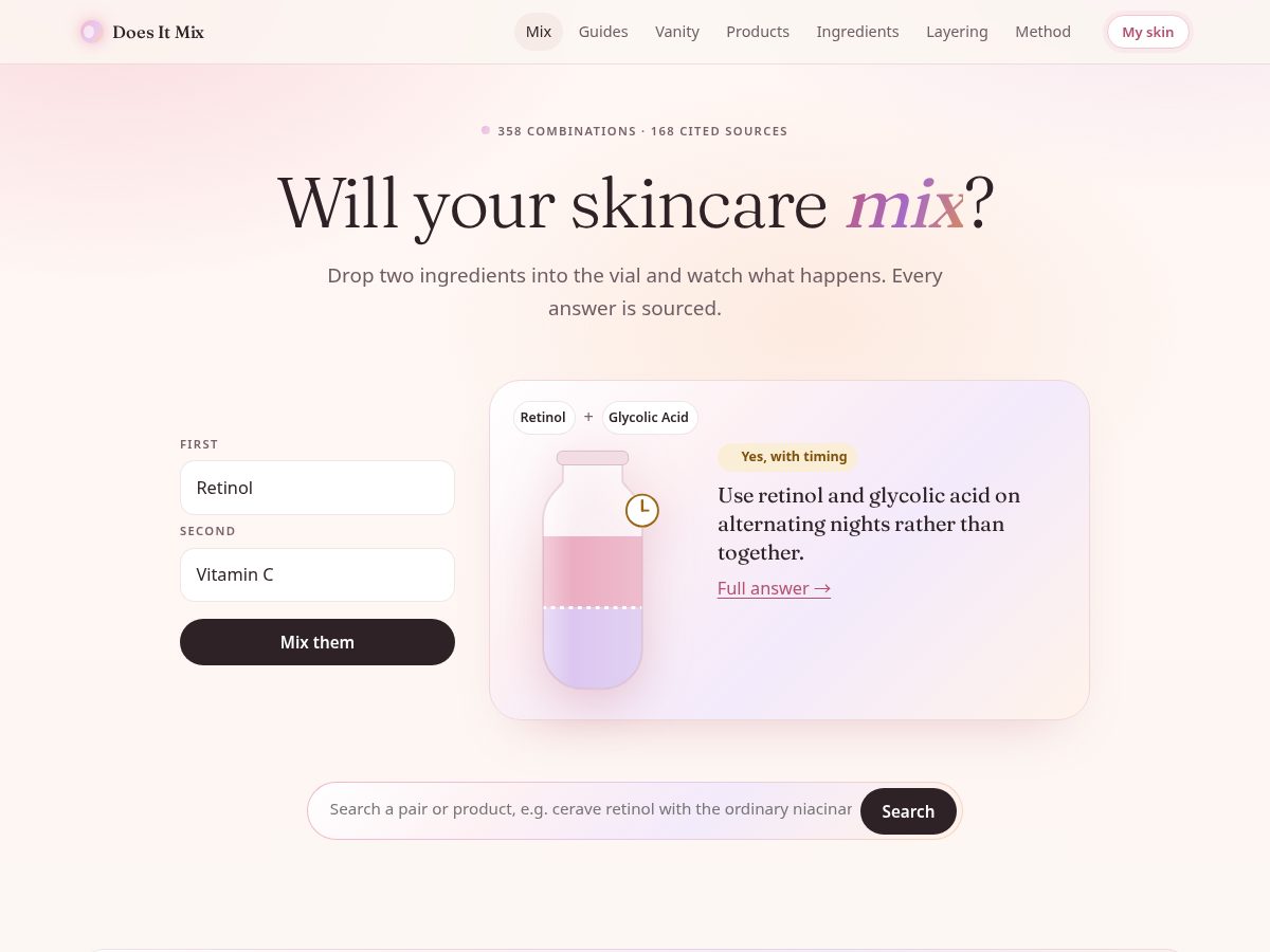 Landing-page snapshot of doesitmix.com