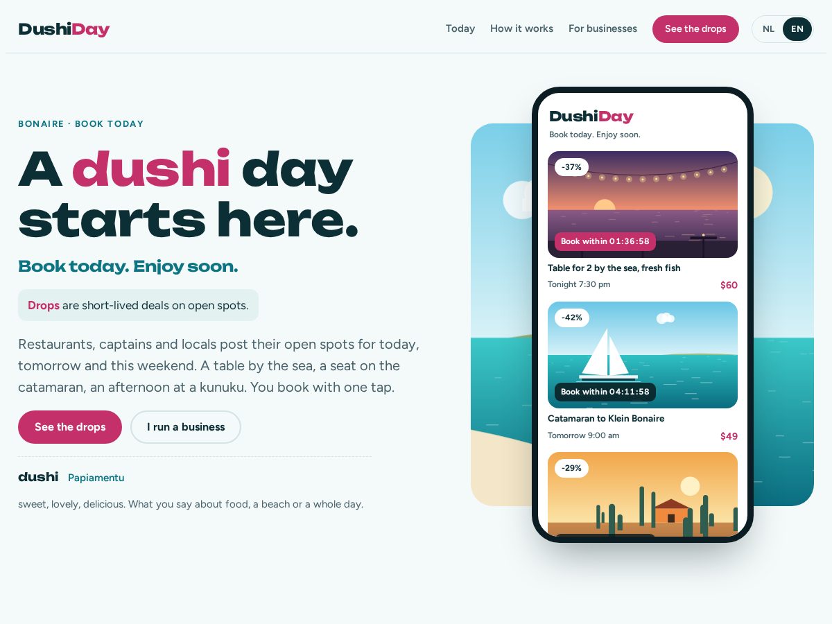 Landing-page snapshot of dushiday.com