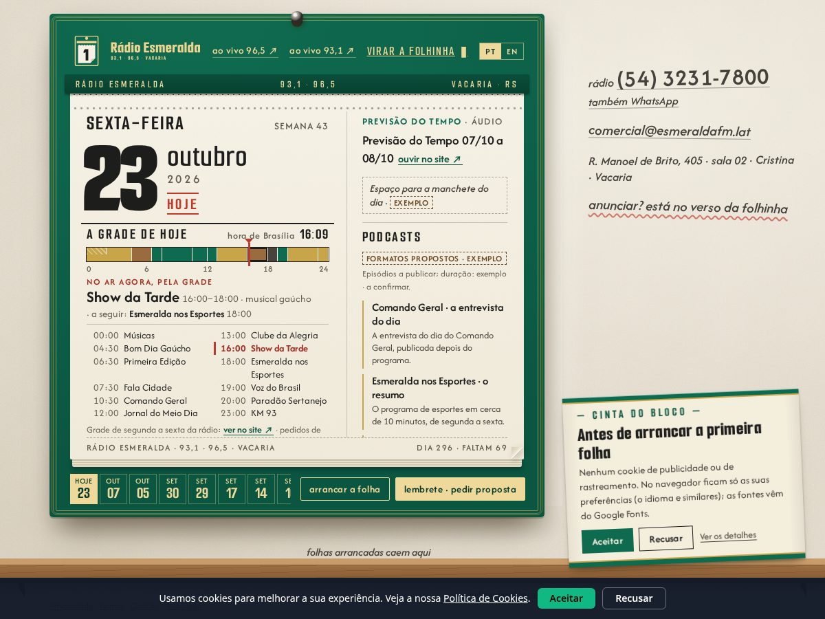 Landing-page snapshot of esmeraldafm.lat