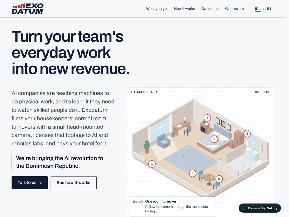 Landing-page snapshot of exodatum.com