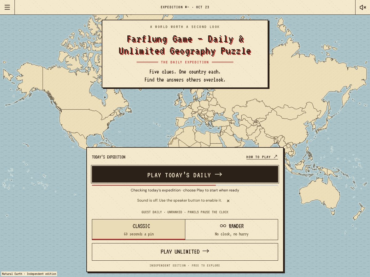 Landing-page snapshot of farflunggame.fun