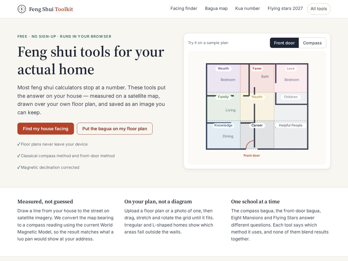 Landing-page snapshot of fengshuitoolkit.com