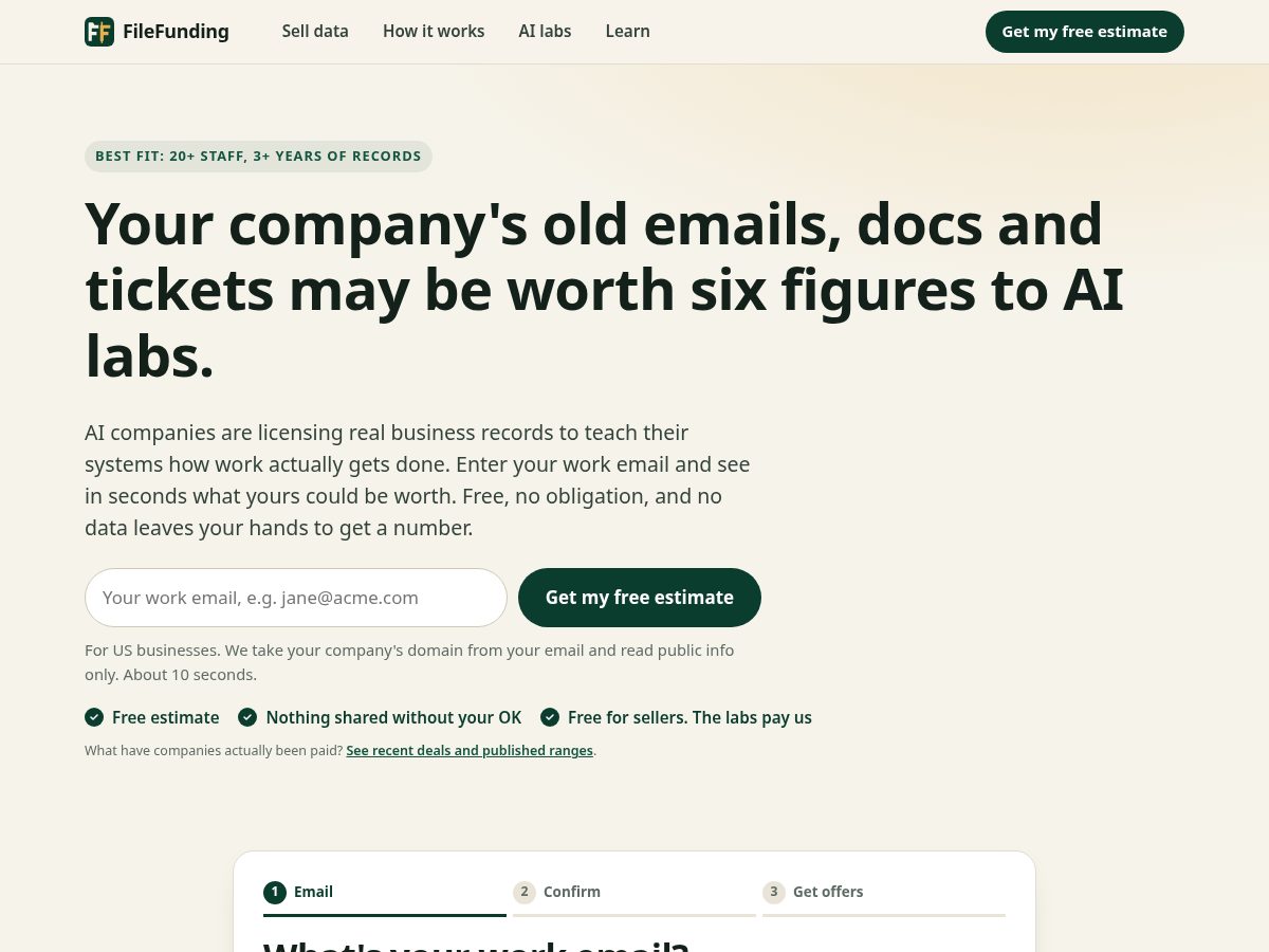 Landing-page snapshot of filefunding.com