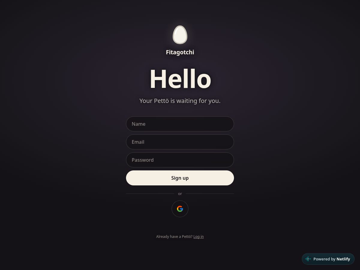 Landing-page snapshot of fitagotchi.com