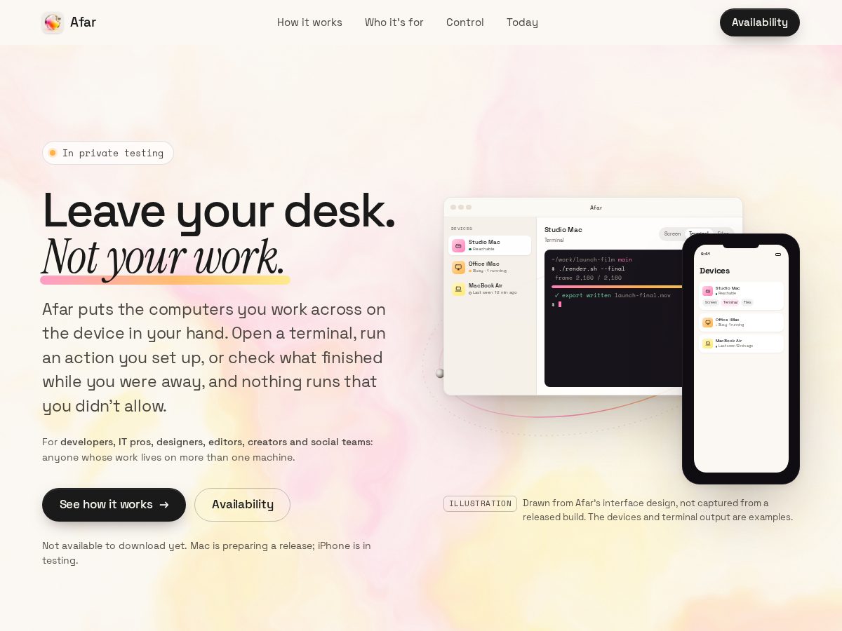 Landing-page snapshot of fromafar.app