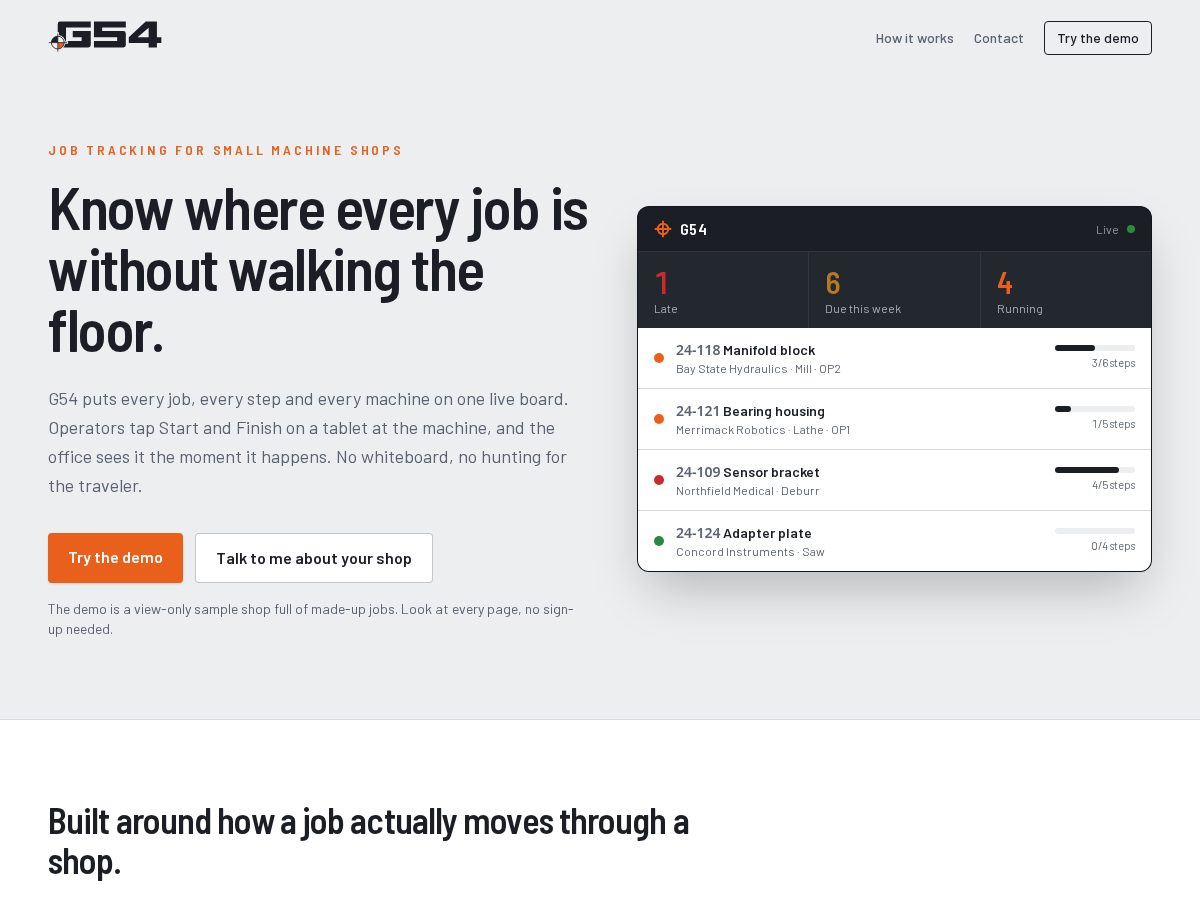 Landing-page snapshot of g54software.com