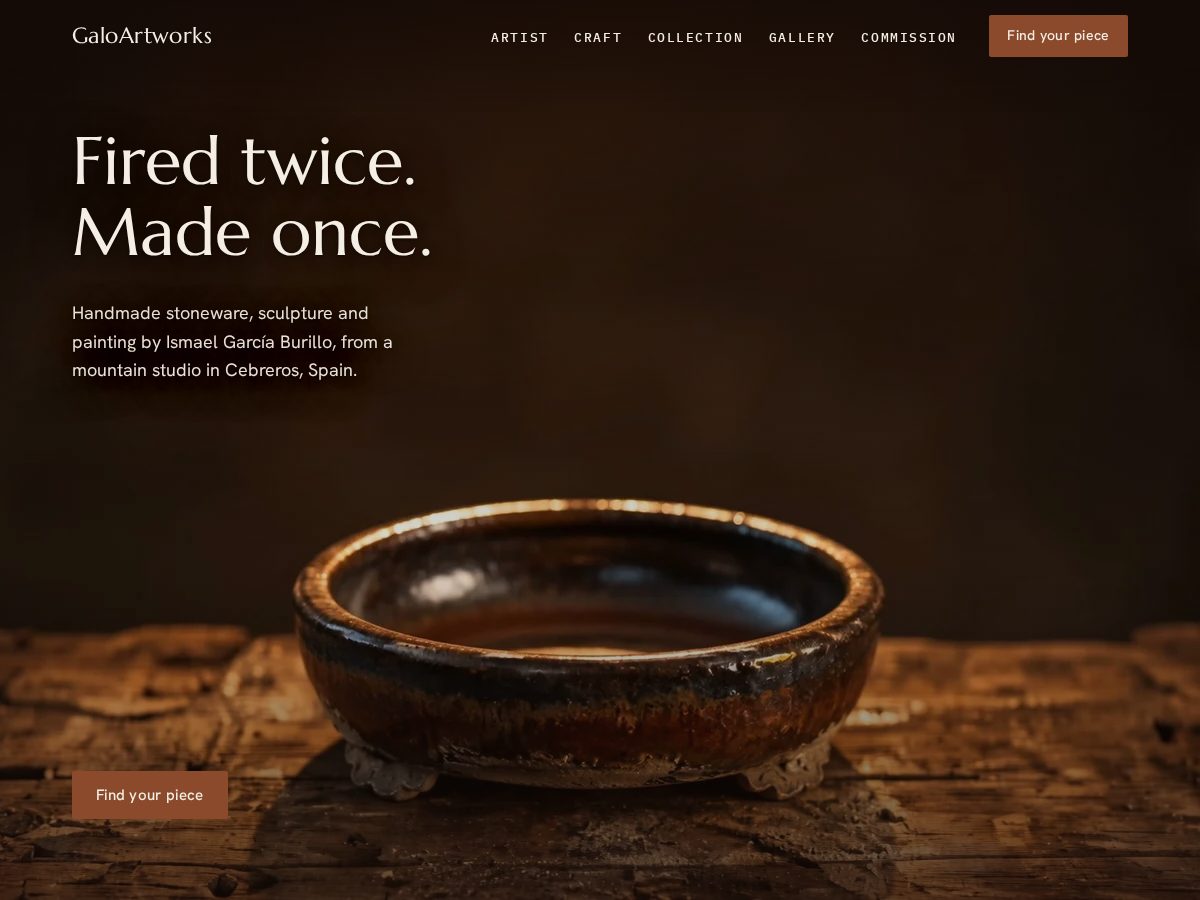 Landing-page snapshot of galoartworks.net