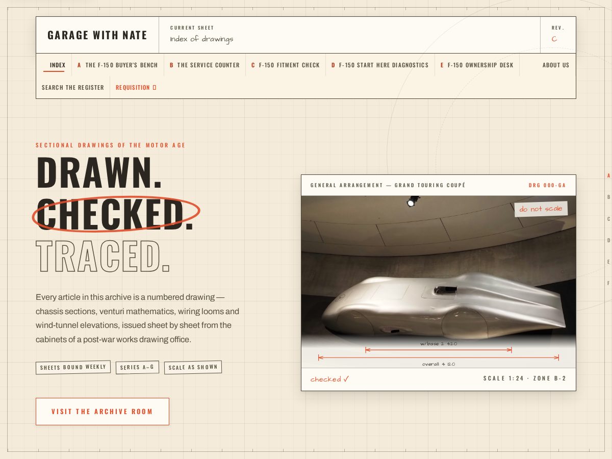 Landing-page snapshot of garagewithnate.com