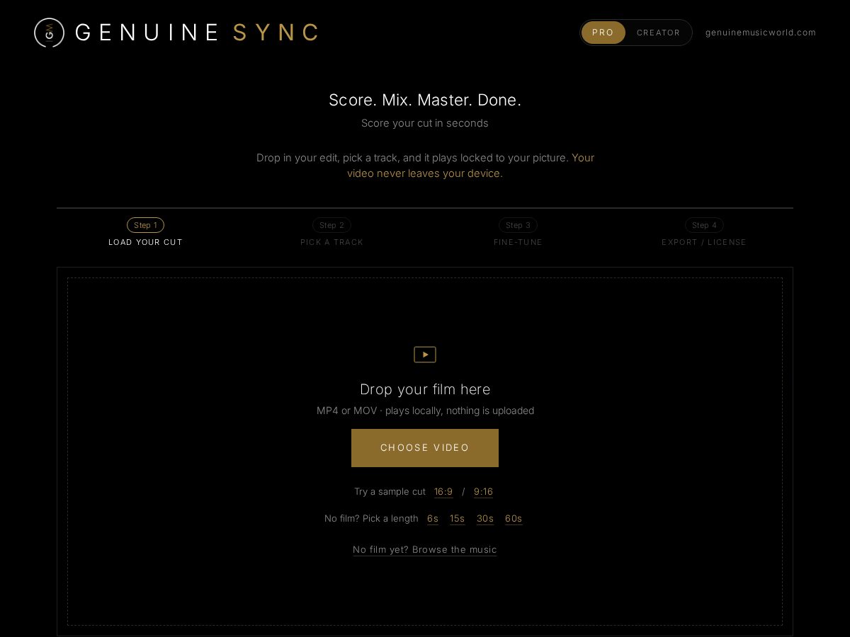 Landing-page snapshot of genuinesync.com