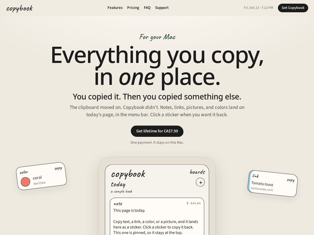 Landing-page snapshot of getcopybook.shop