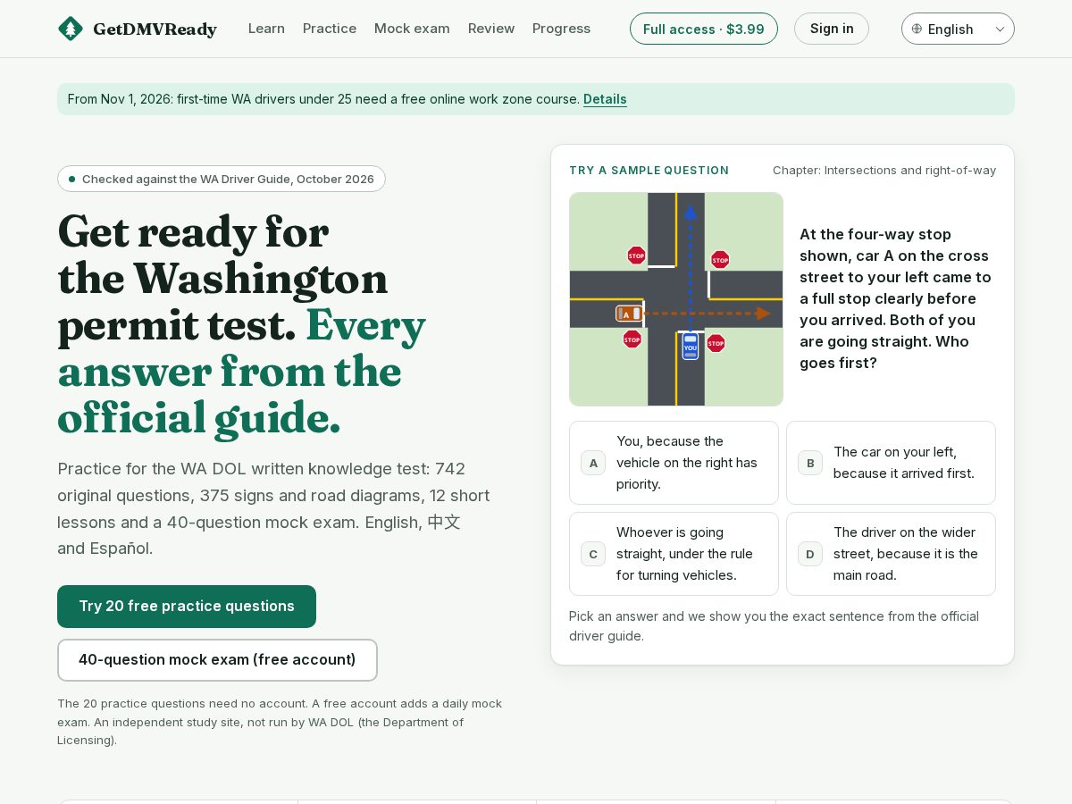 Landing-page snapshot of getdmvready.com