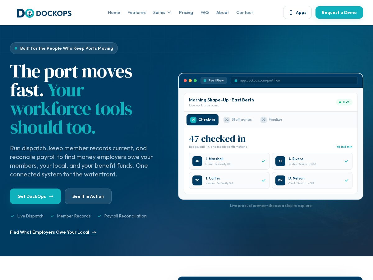 Landing-page snapshot of getdockops.com