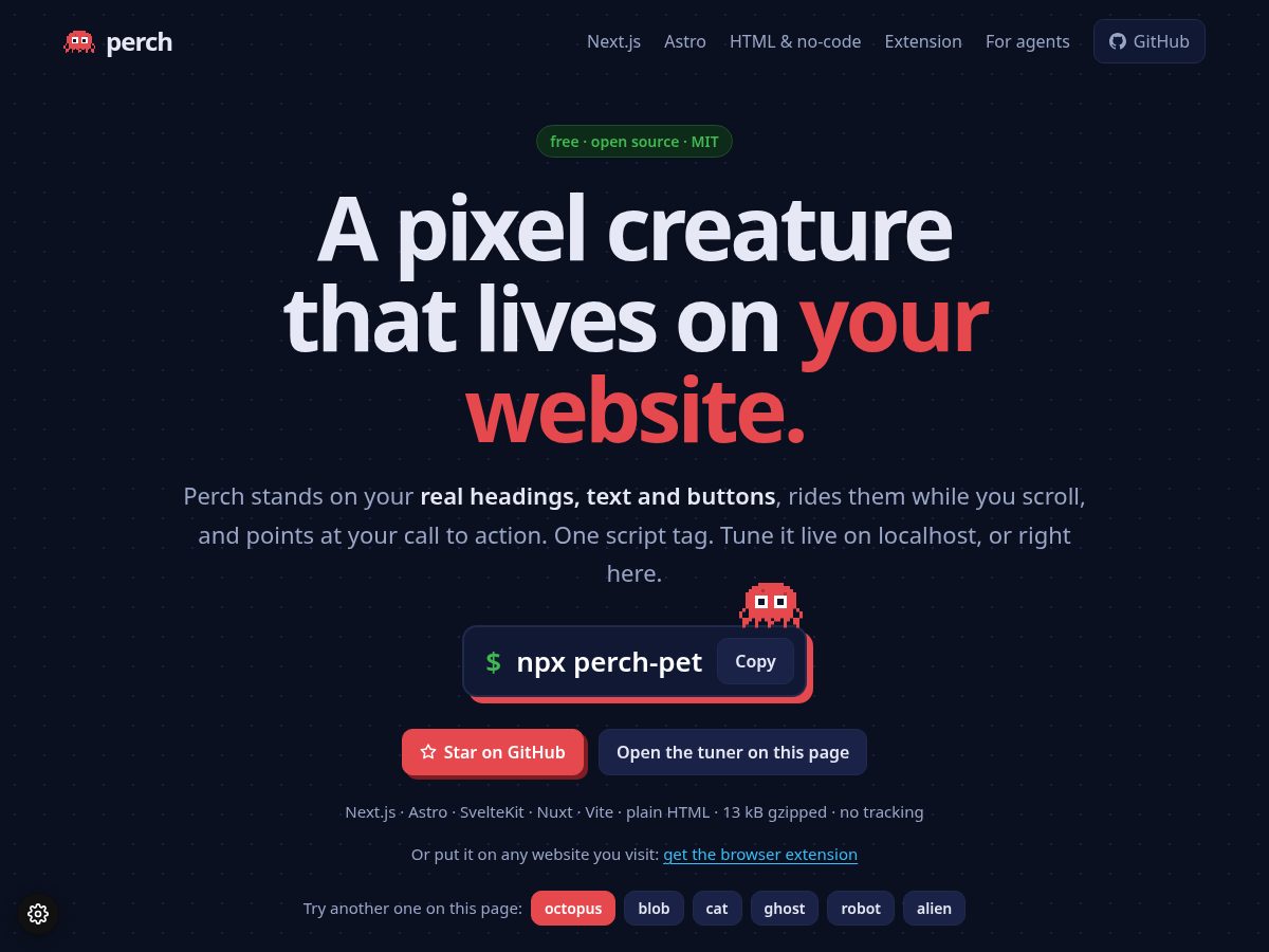 Landing-page snapshot of gettheperch.com