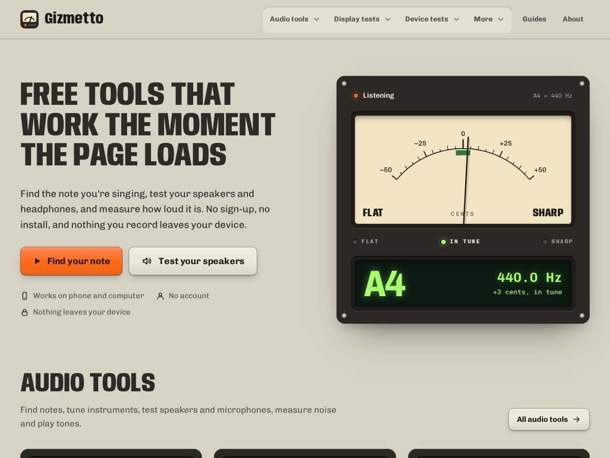 Landing-page snapshot of gizmetto.com