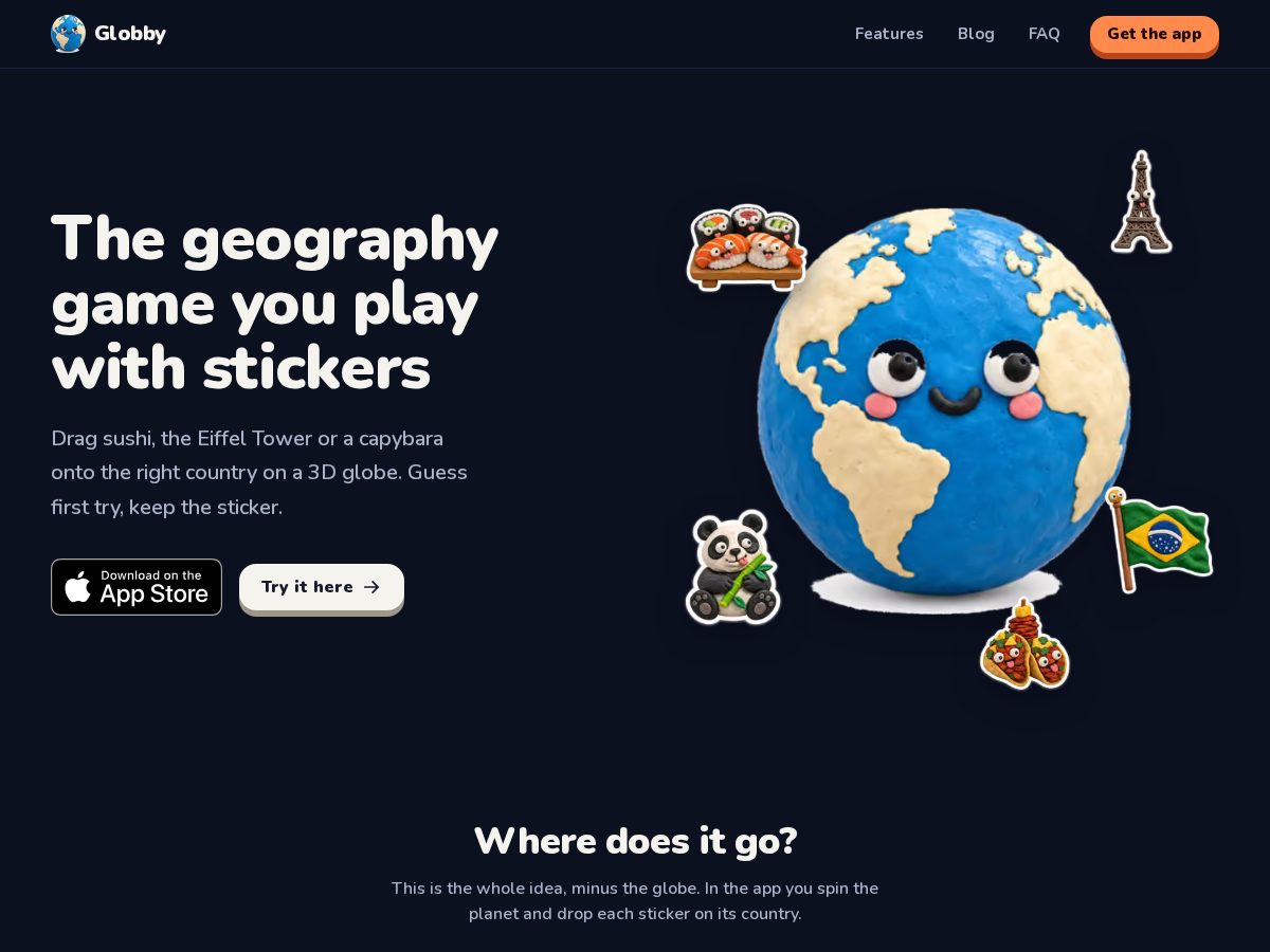 Landing-page snapshot of globby.cards