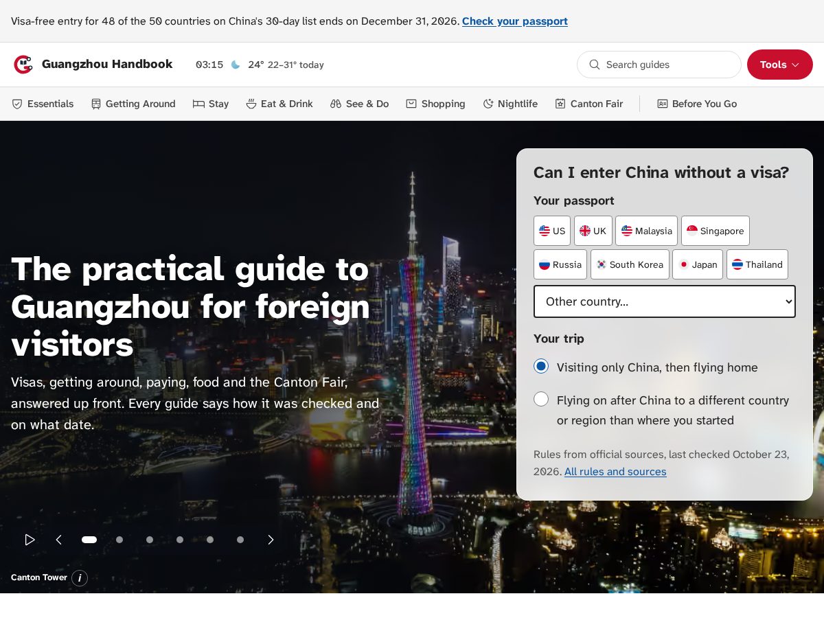 Landing-page snapshot of guangzhouhandbook.com