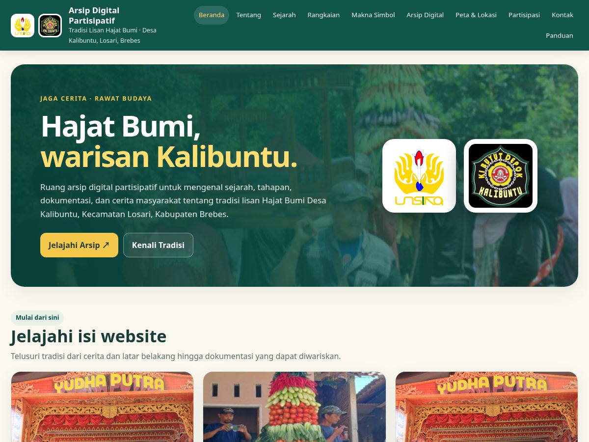 Landing-page snapshot of hajatbumikalibuntu.com