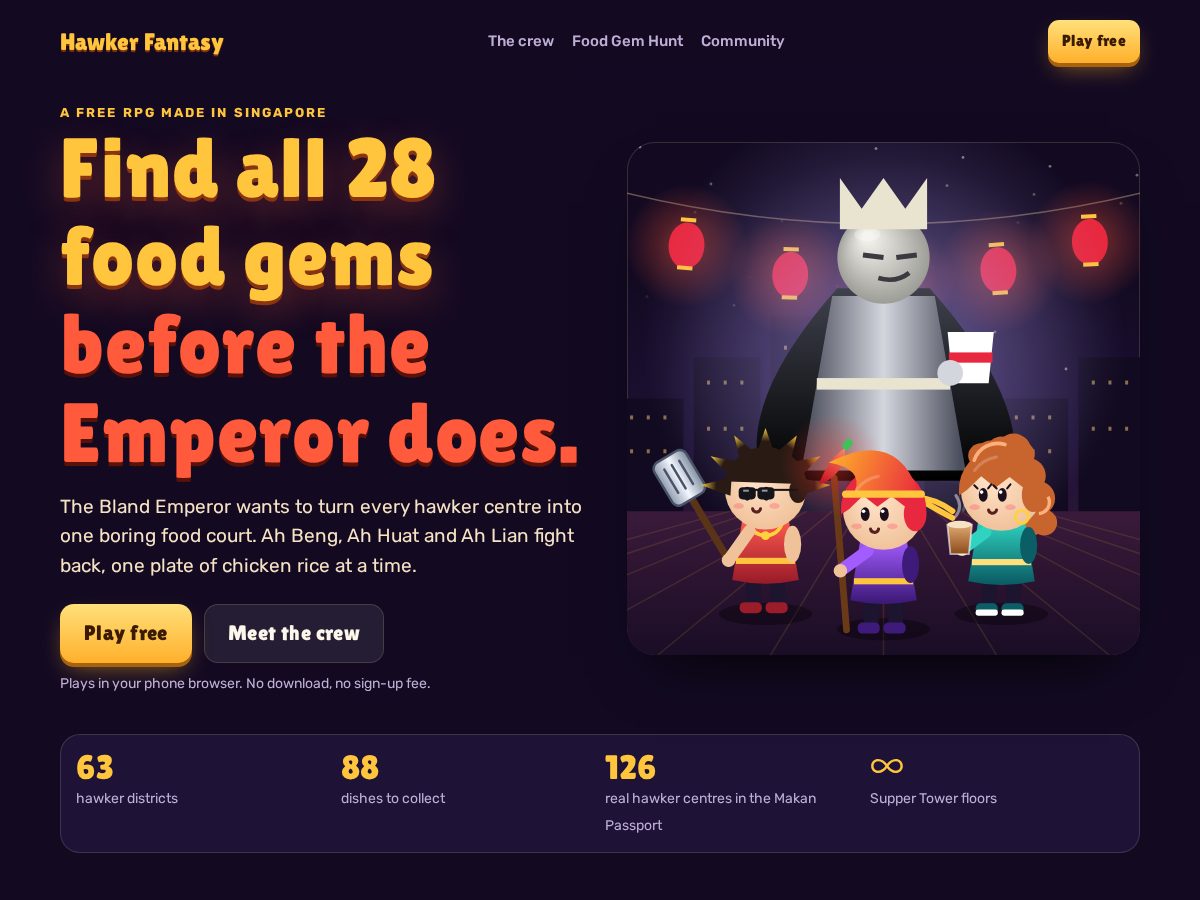 Landing-page snapshot of hawkerfantasy.com