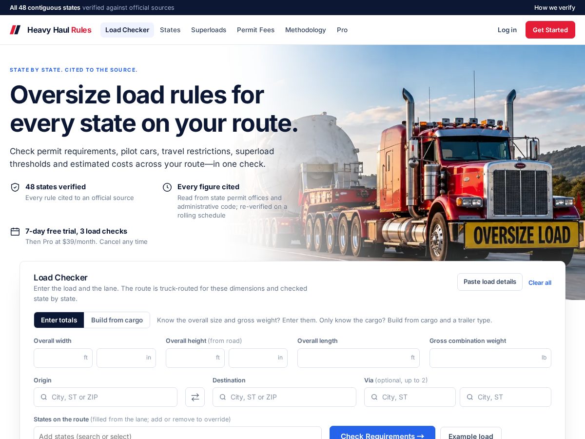 Landing-page snapshot of heavyhaulrules.com