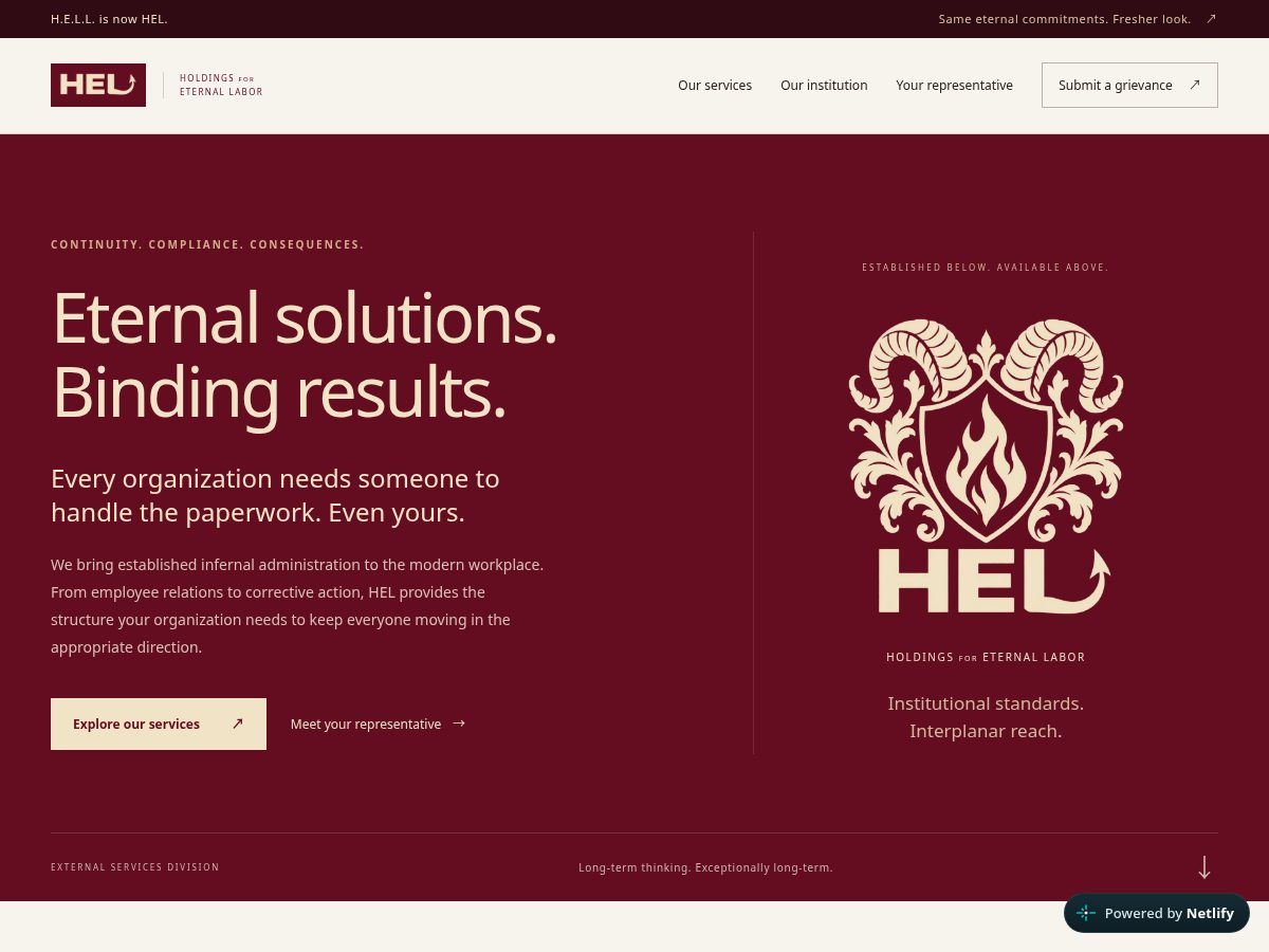 Landing-page snapshot of hel-hol.org