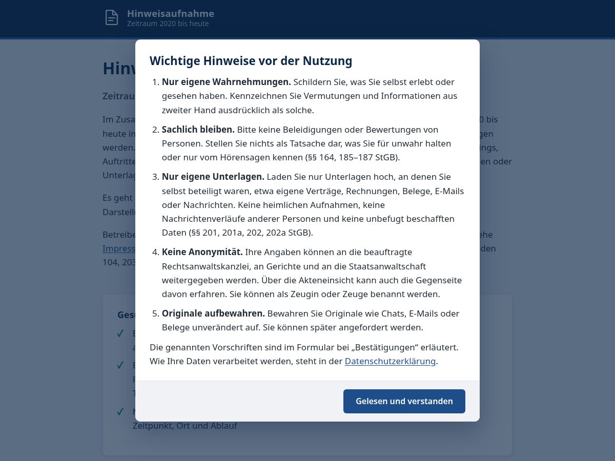 Landing-page snapshot of hinweise-events.com