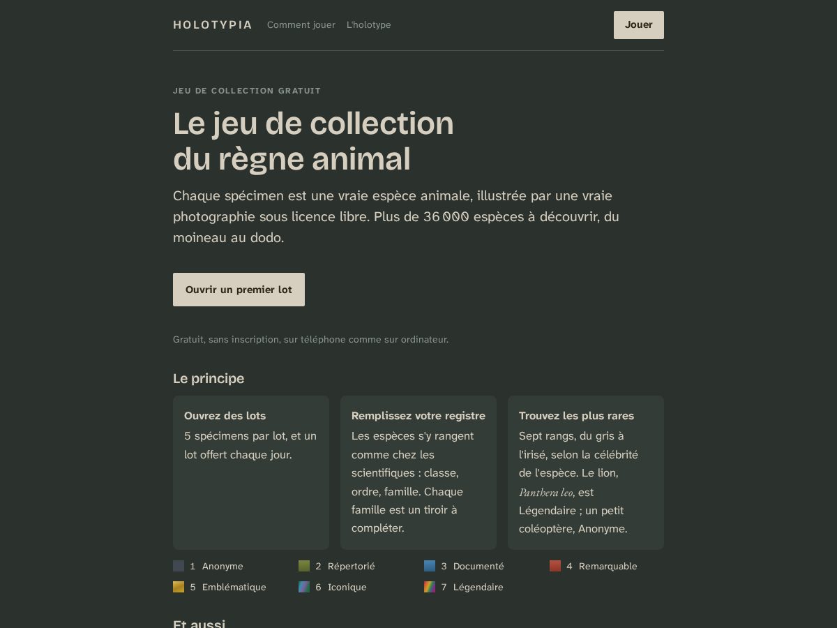 Landing-page snapshot of holotypia.com