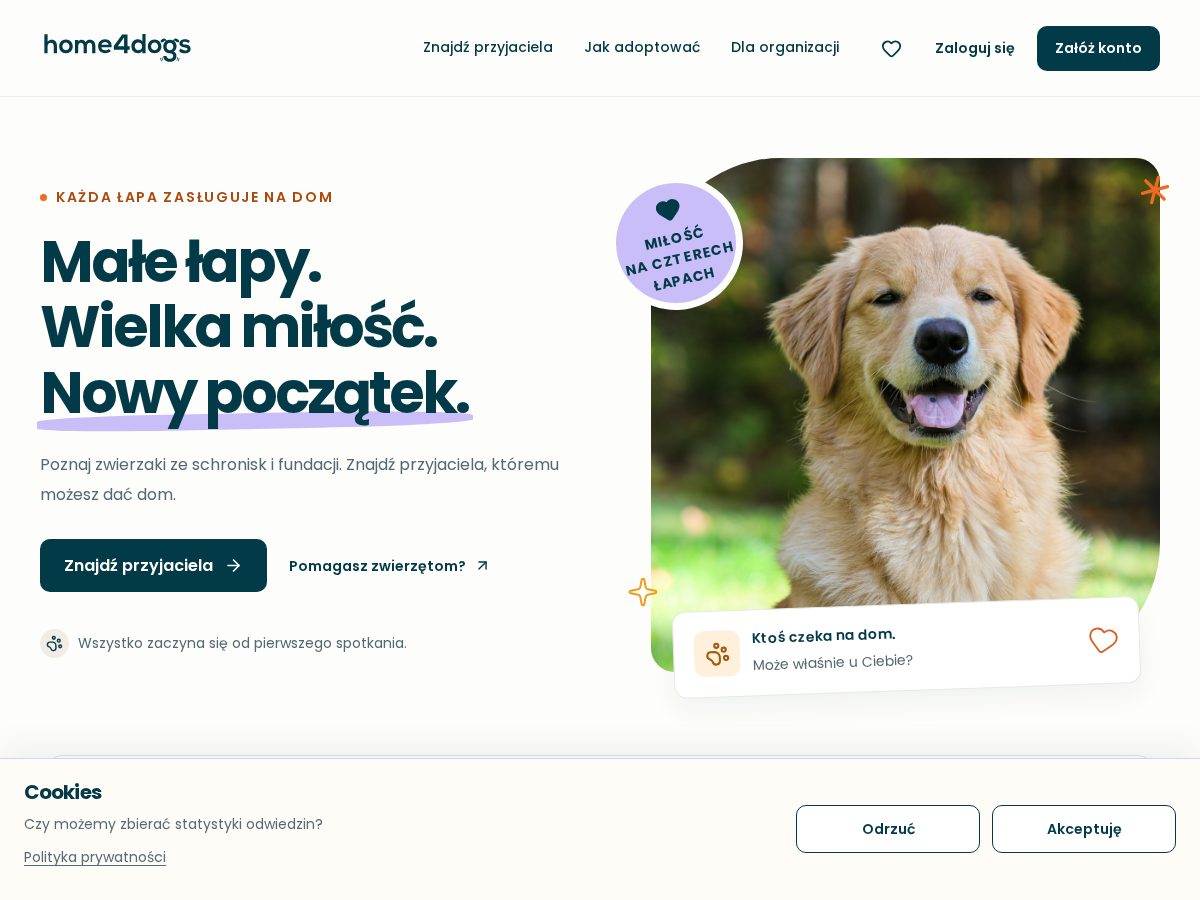Landing-page snapshot of home4dogs.com