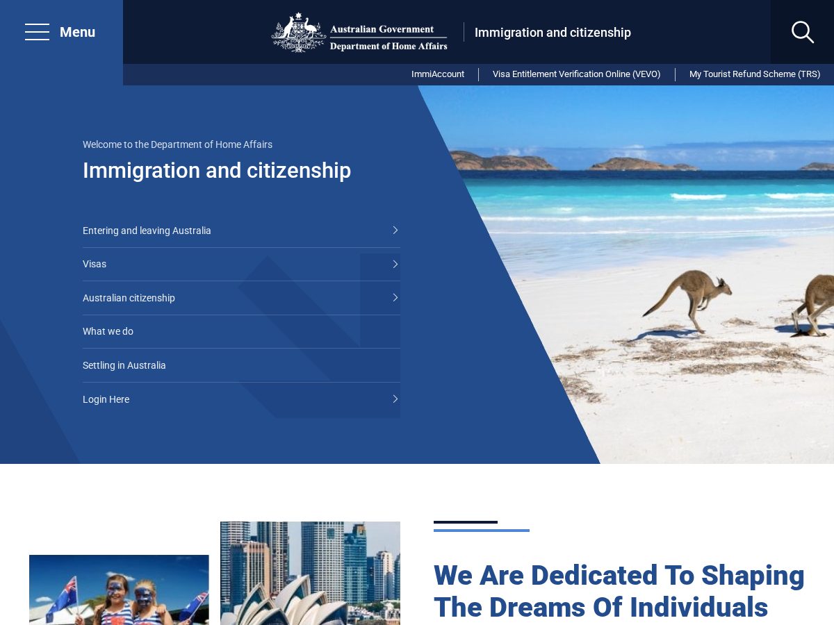 Landing-page snapshot of immigaus.com