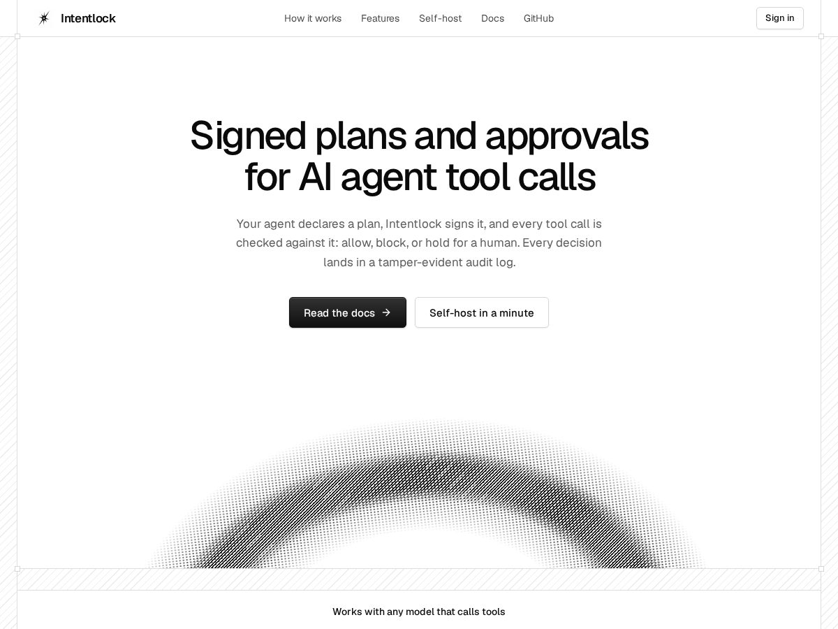 Landing-page snapshot of intentlock.space
